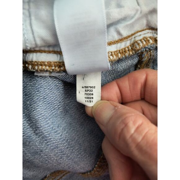 Loft The Straight Crop Jeans Women's Sz 4/27 Hi Rise Medium Wash Frayed Denim - Picture 12 of 13